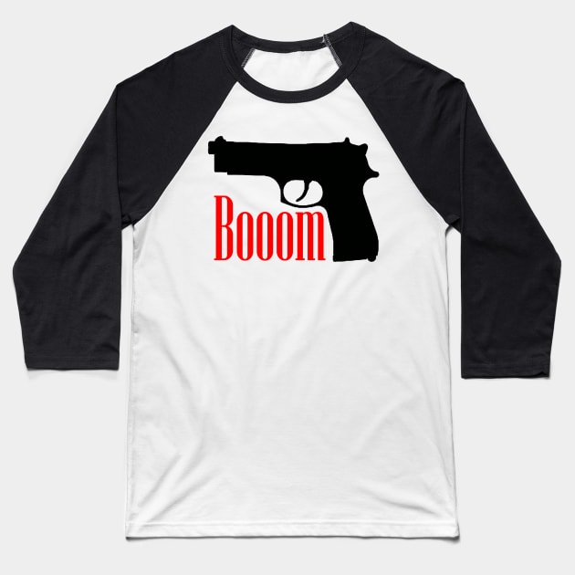 Handgun Boom Baseball T-Shirt by Jakavonis